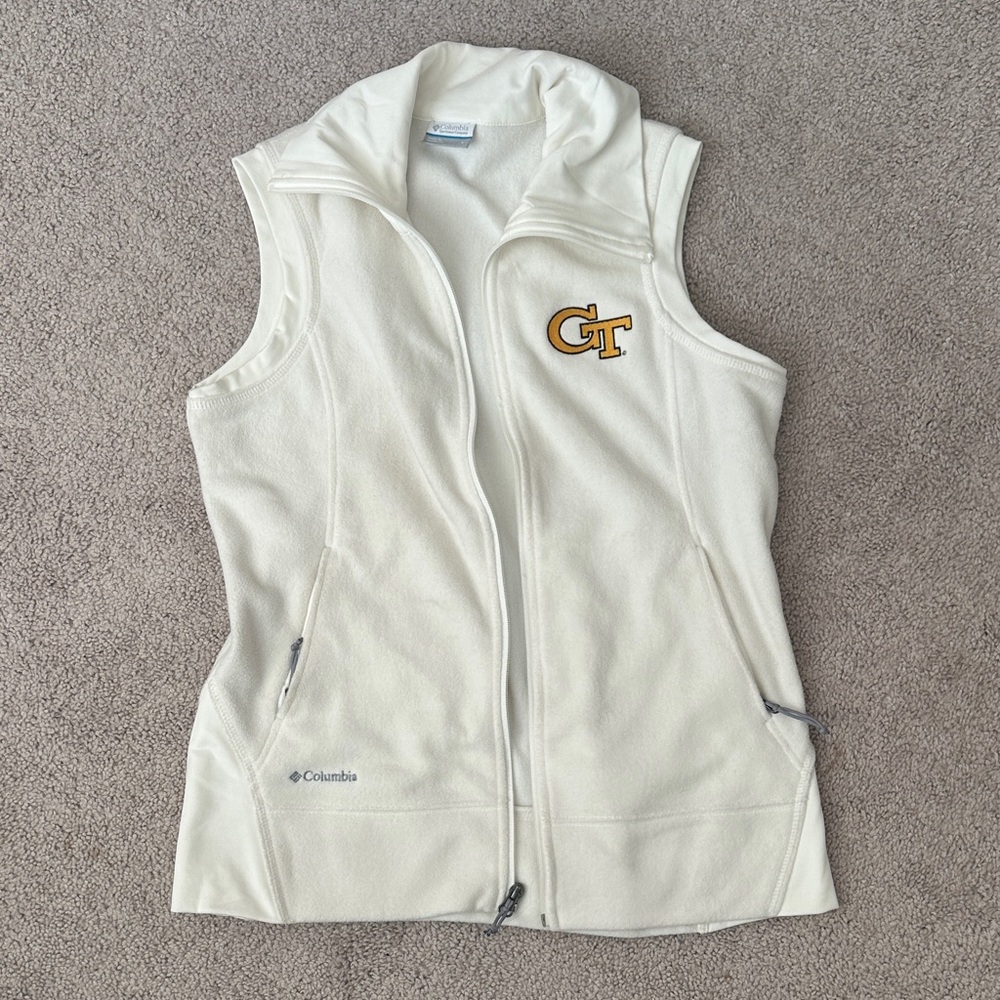 Columbia White Fleece Vest with Logo